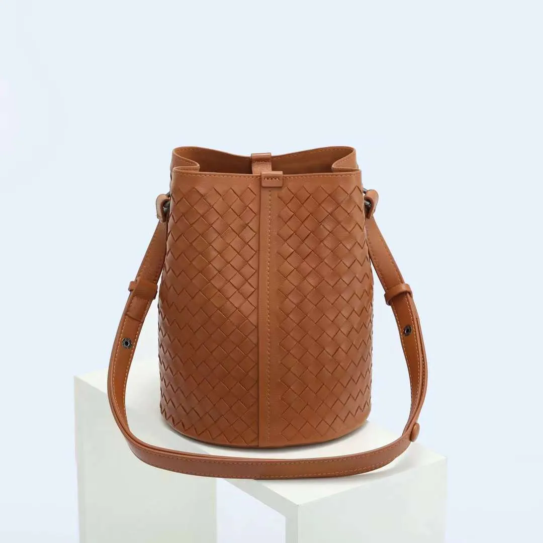 Interwoven Lambskin Leather Bucket Bag, Small Shoulder Bag,  Woven Purse Women Classic bag Crossbody Designer  Bag, Designer Bag