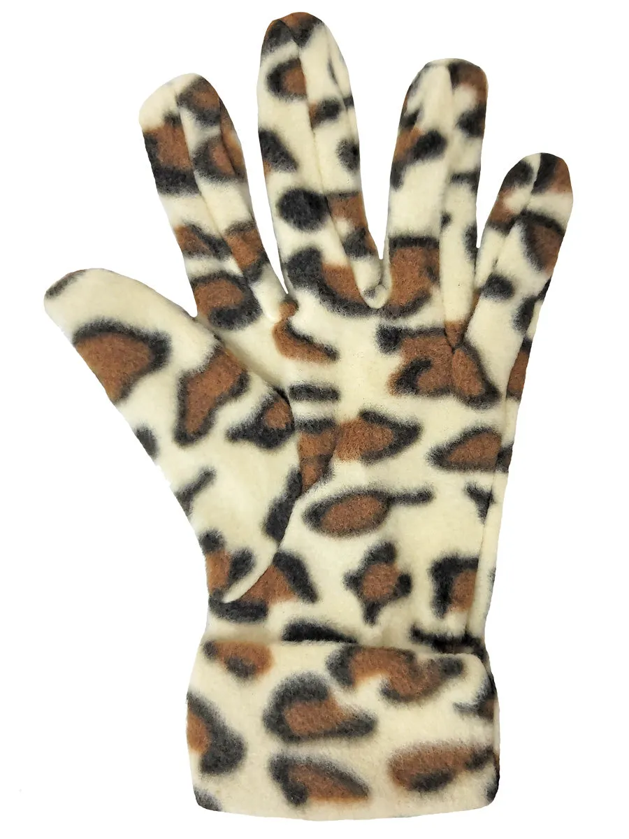 Jaguar Animal Print Fleece 3-Piece Hat Scarf & Glove Matching Set