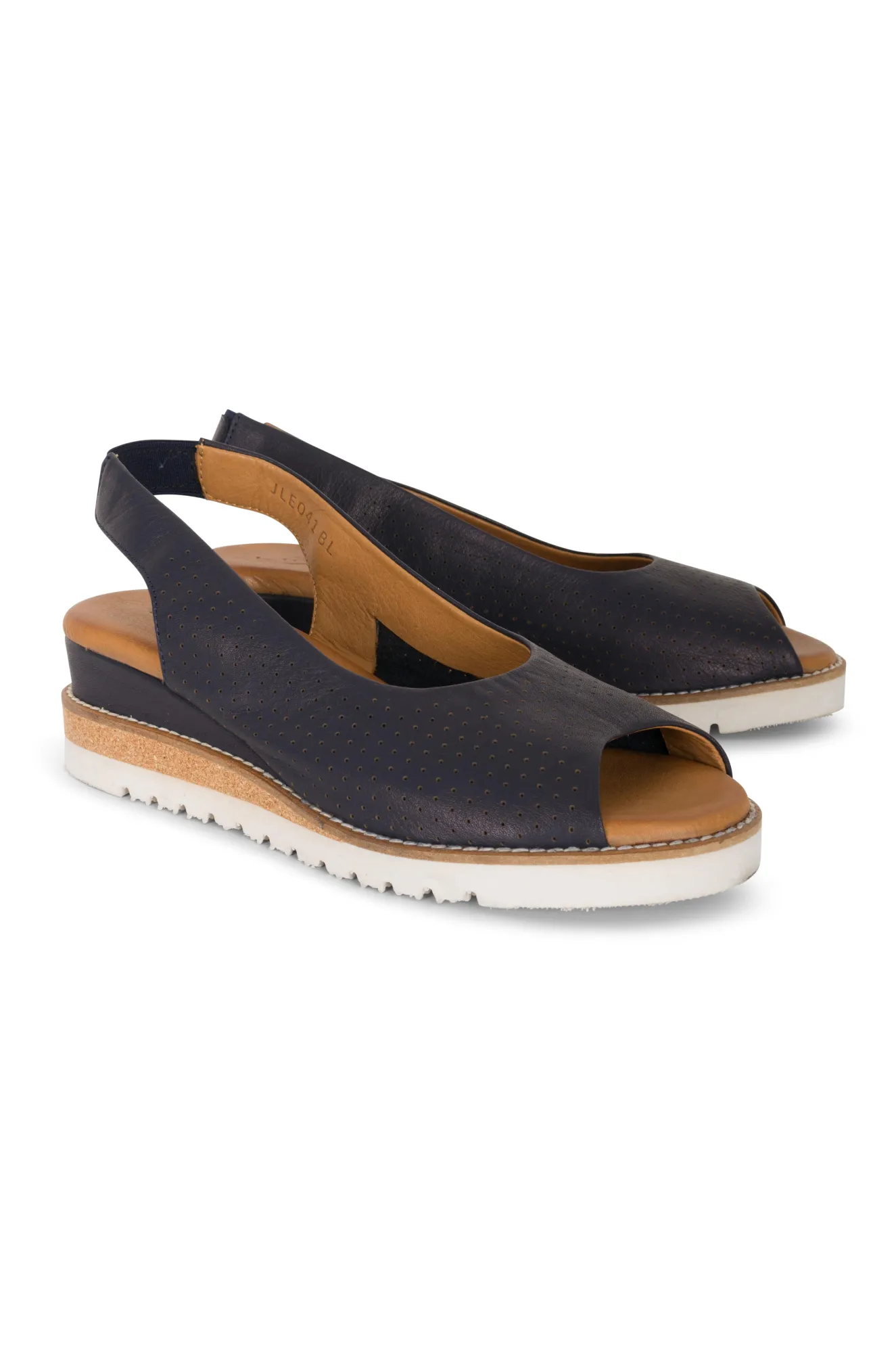 Leather peep toe Sandal | NAVY | CANTERBURY YY