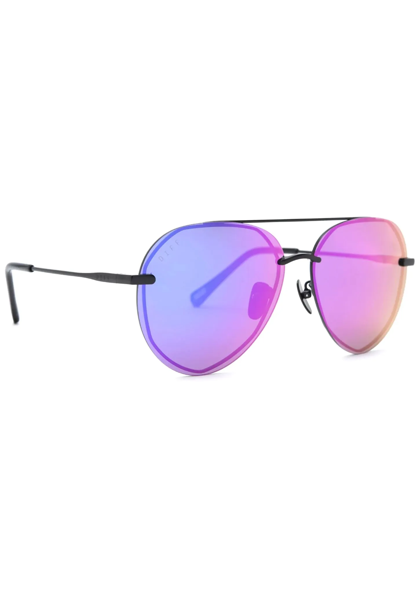 Lenox Sunglasses in Matte Black/Purple Mirror