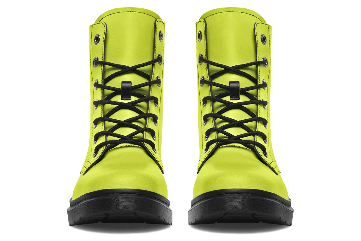 Lime Punch Boots - Vegan Leather Doc-Style Boots with Durable Stitched on Soles