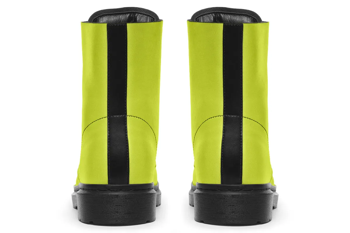 Lime Punch Boots - Vegan Leather Doc-Style Boots with Durable Stitched on Soles