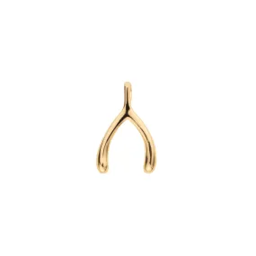 LUCKY Gold Mini Wishbone Pendant in 10k