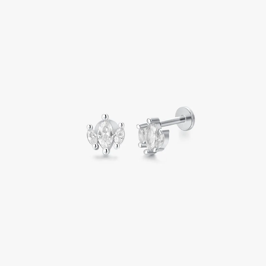 Marquise Threadless Flat Back Studs