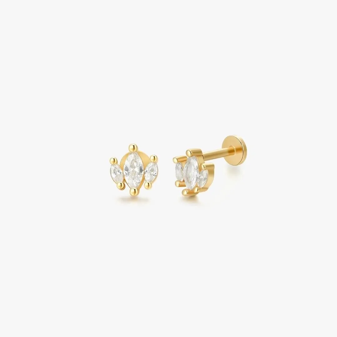 Marquise Threadless Flat Back Studs