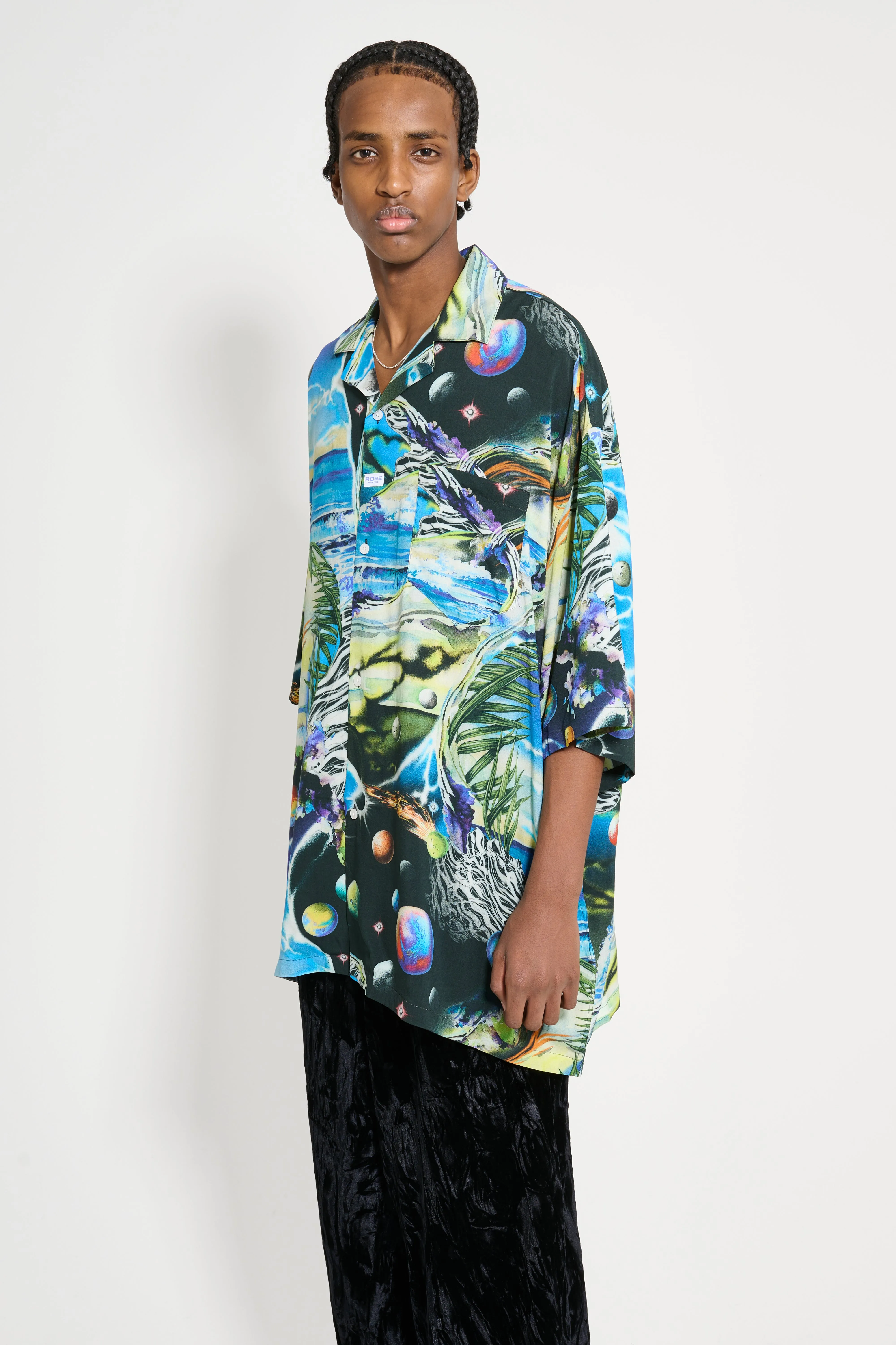 Martine Rose Boxy Hawaiian Shirt Blue Space