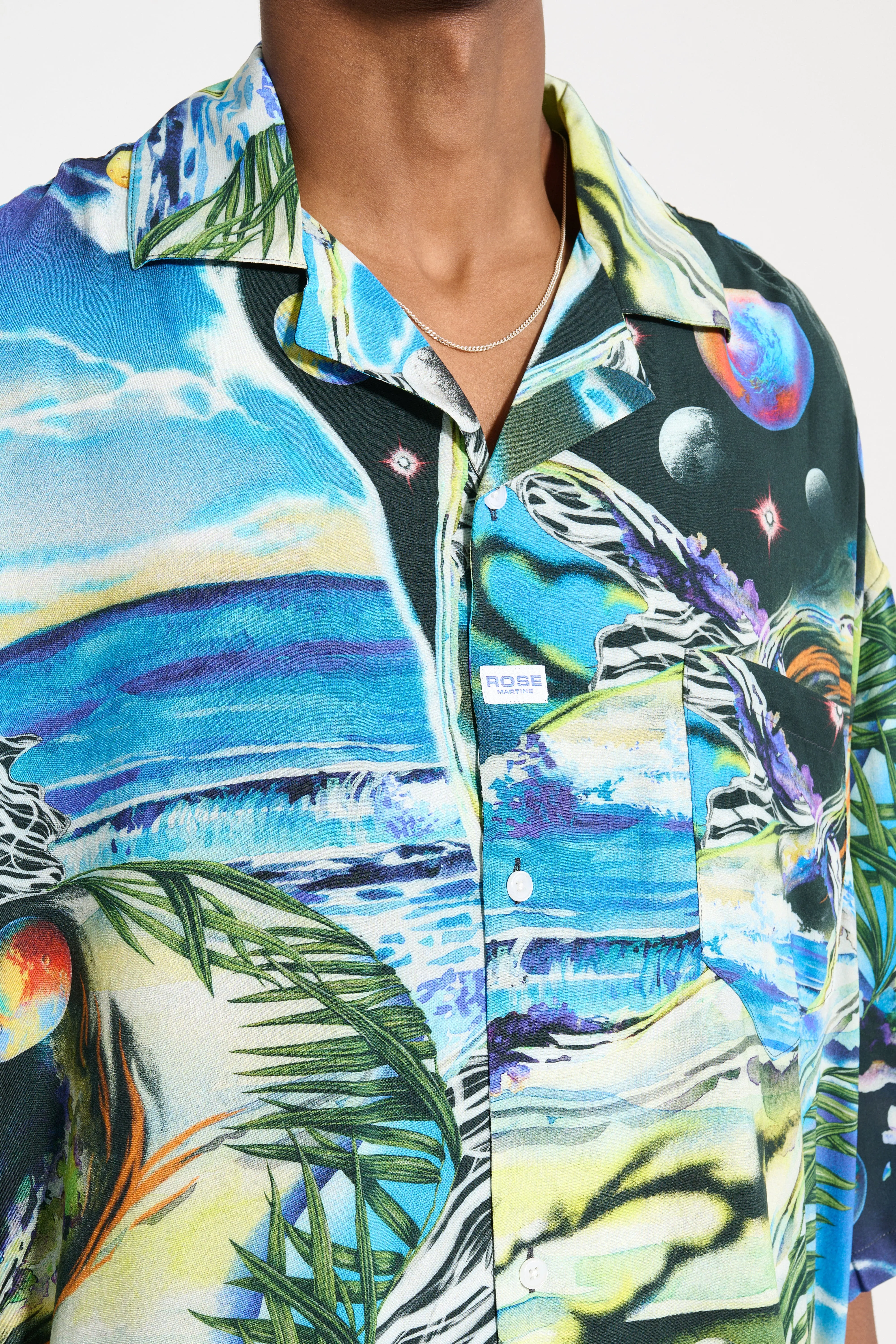 Martine Rose Boxy Hawaiian Shirt Blue Space