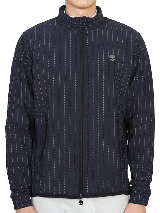 men's brushed zip-up jacket navy