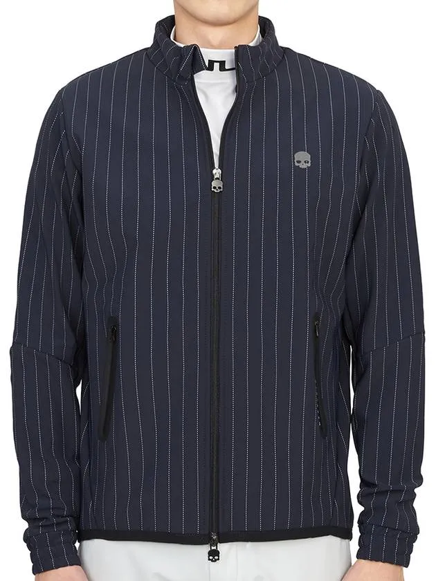 men's brushed zip-up jacket navy