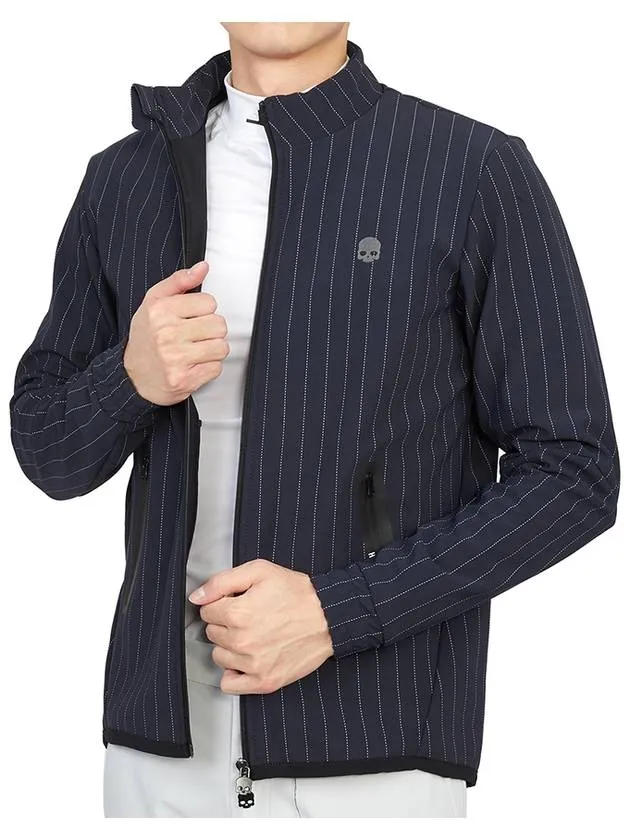 men's brushed zip-up jacket navy