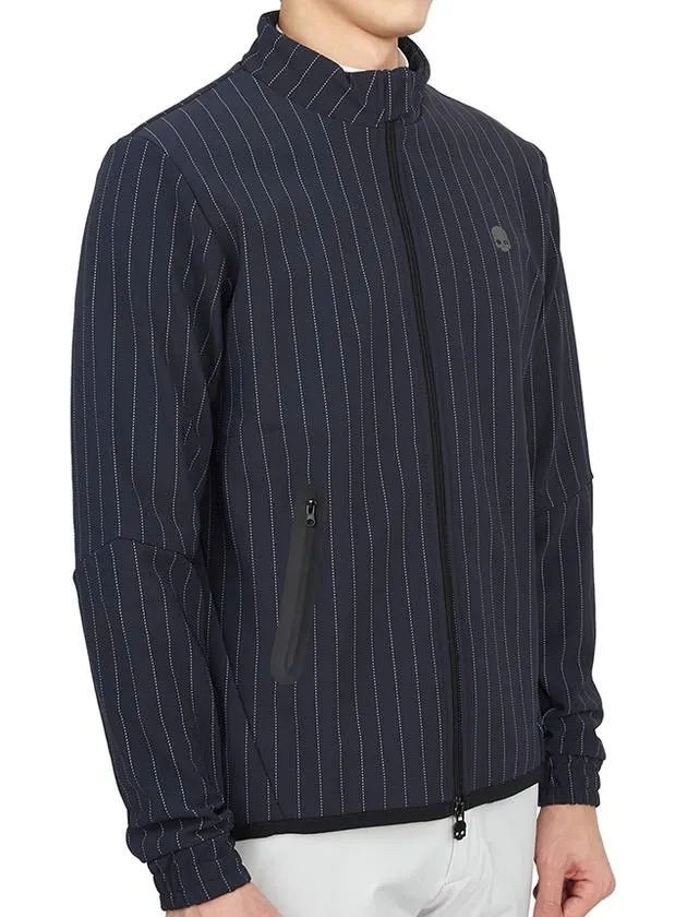 men's brushed zip-up jacket navy