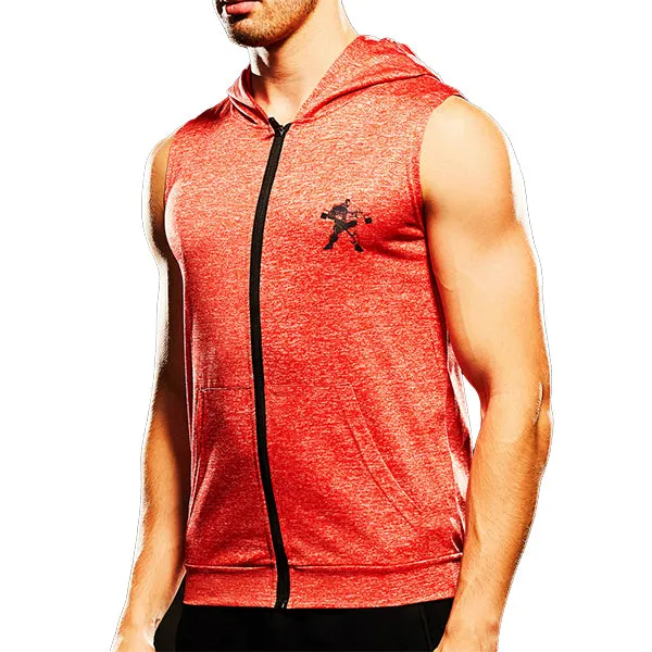 Mens Fashion Zip Up Fitness Running Hooded Vest