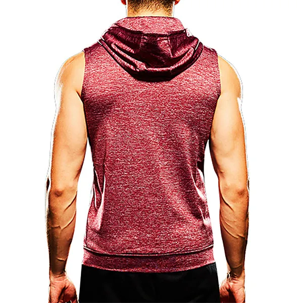 Mens Fashion Zip Up Fitness Running Hooded Vest