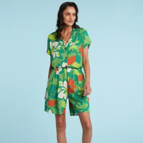 Modern Aloha Top - Hau Flower Green