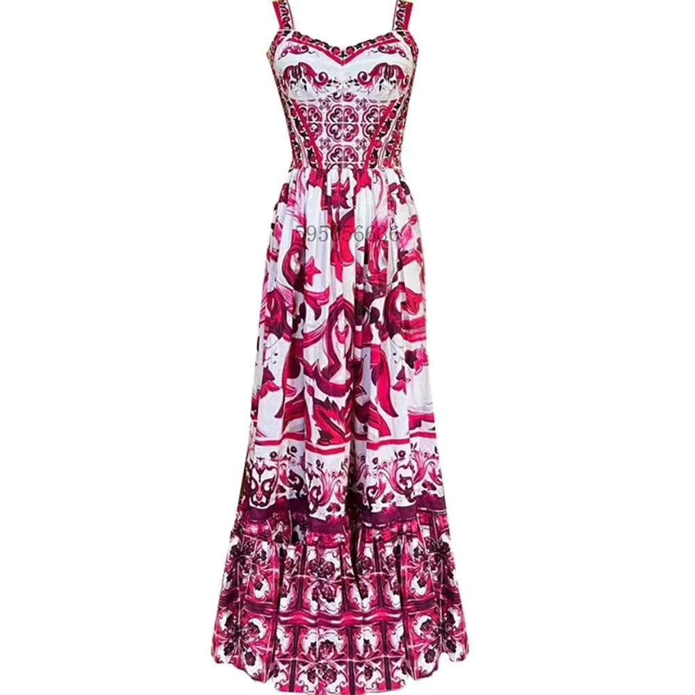 Monica Corset Print Maxi Dress