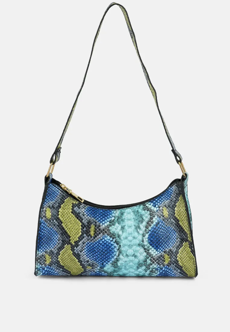 Multi Mini Snake Print Baguette Bag