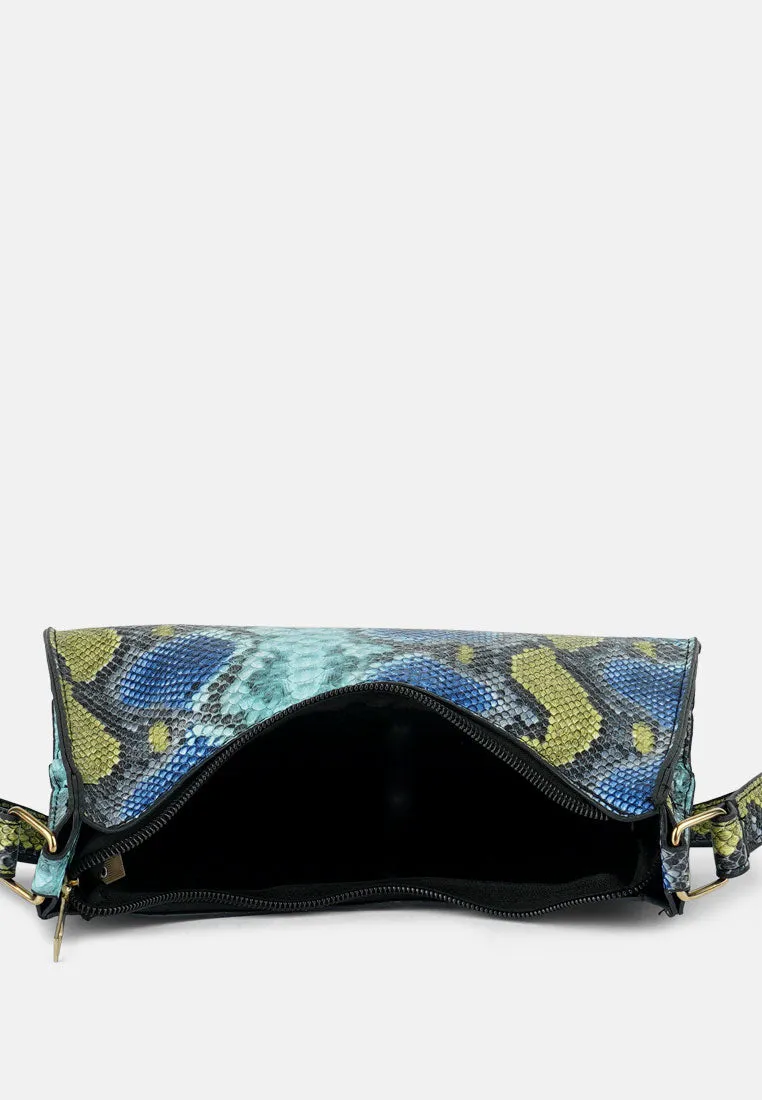 Multi Mini Snake Print Baguette Bag