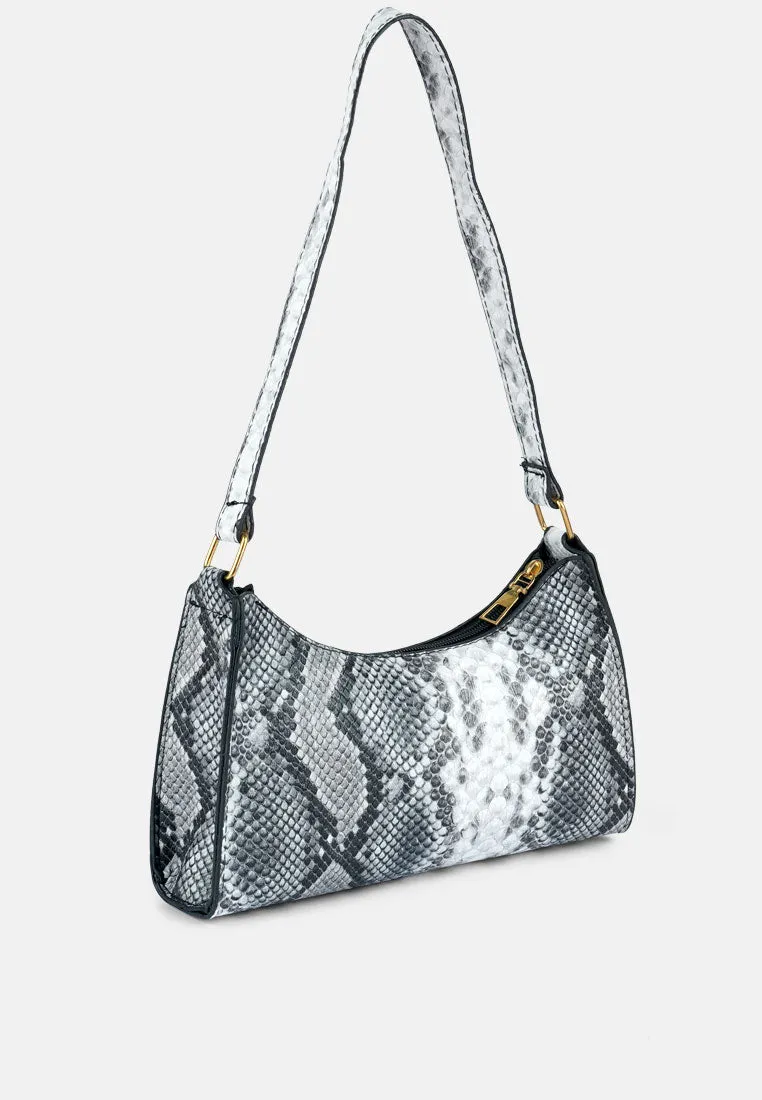 Multi Mini Snake Print Baguette Bag