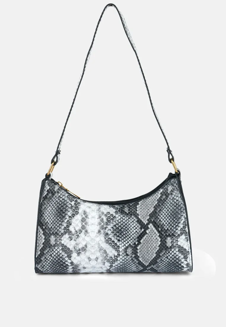 Multi Mini Snake Print Baguette Bag