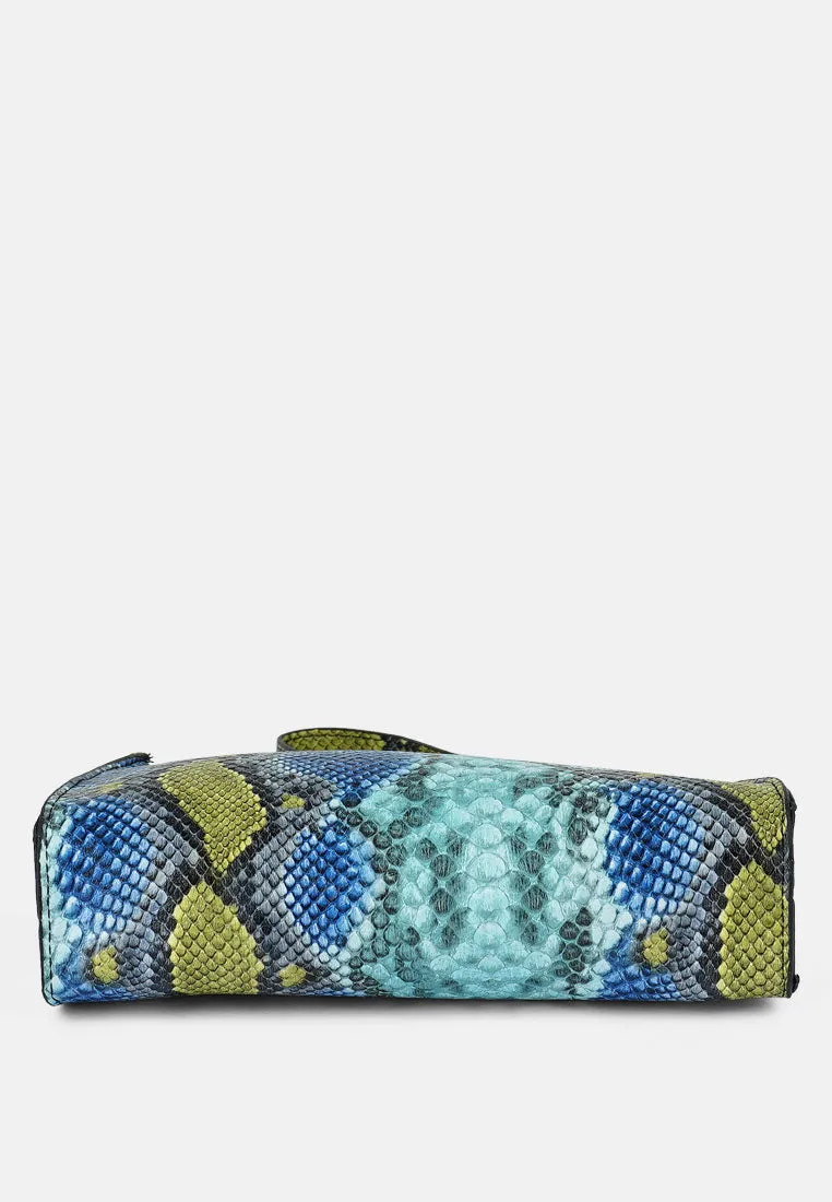 Multi Mini Snake Print Baguette Bag