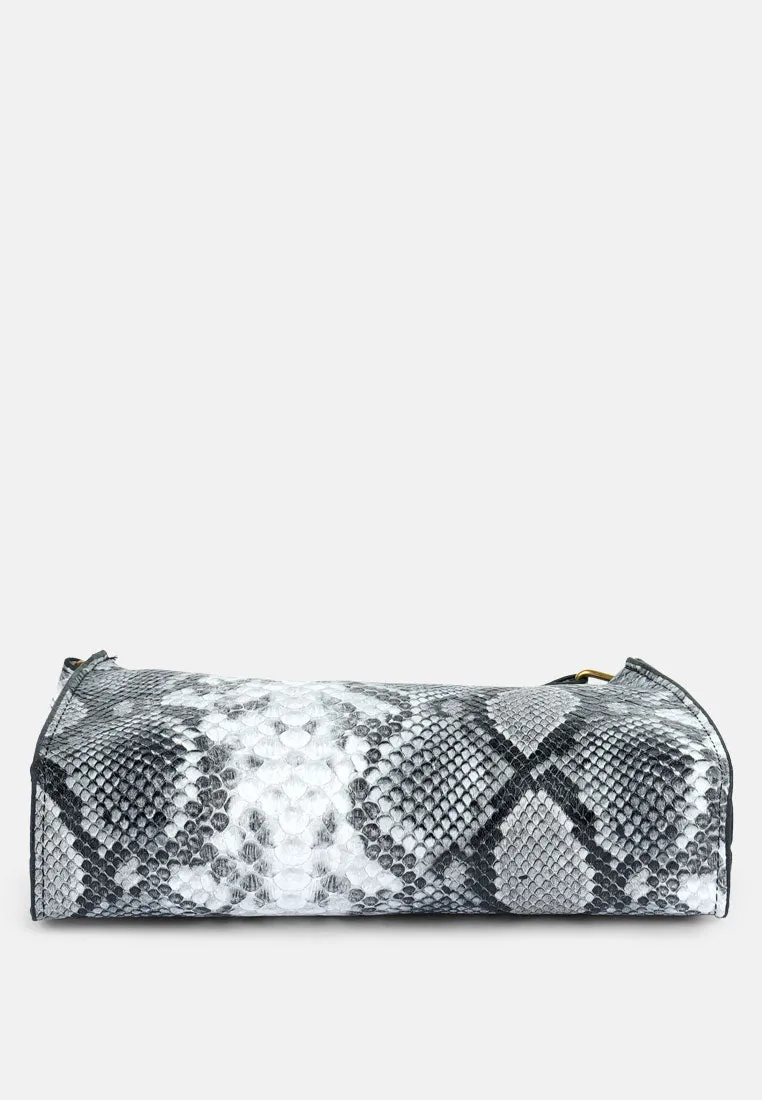 Multi Mini Snake Print Baguette Bag