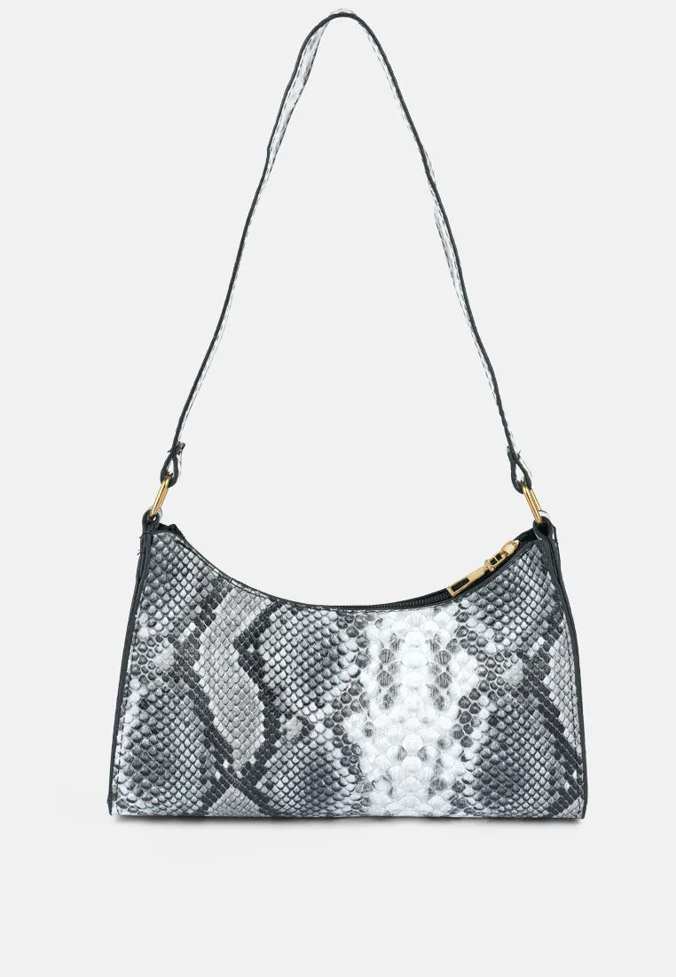 Multi Mini Snake Print Baguette Bag