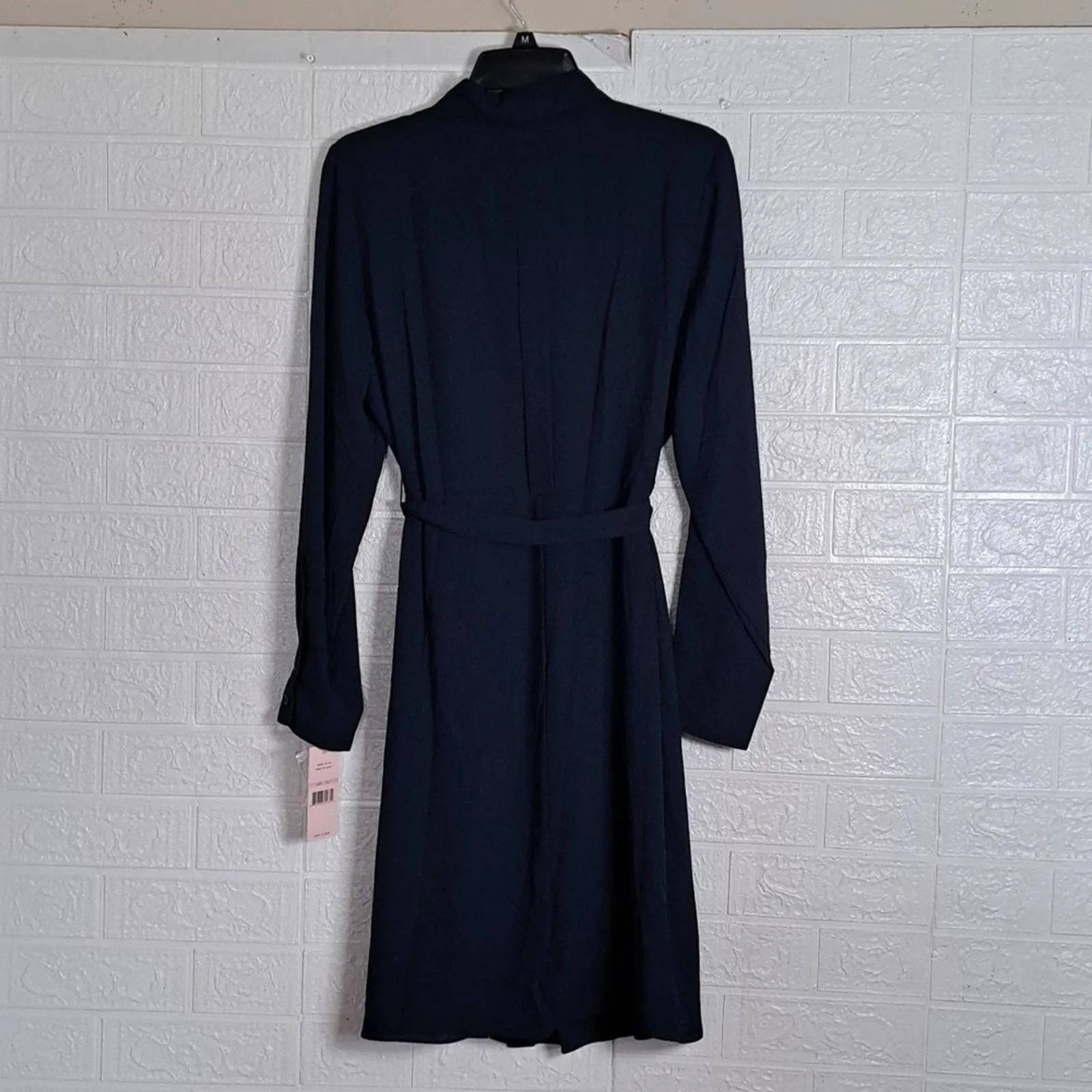 Nanette Lepore Long Sleeve Wide Pleat Collar Shirt Dress Navy