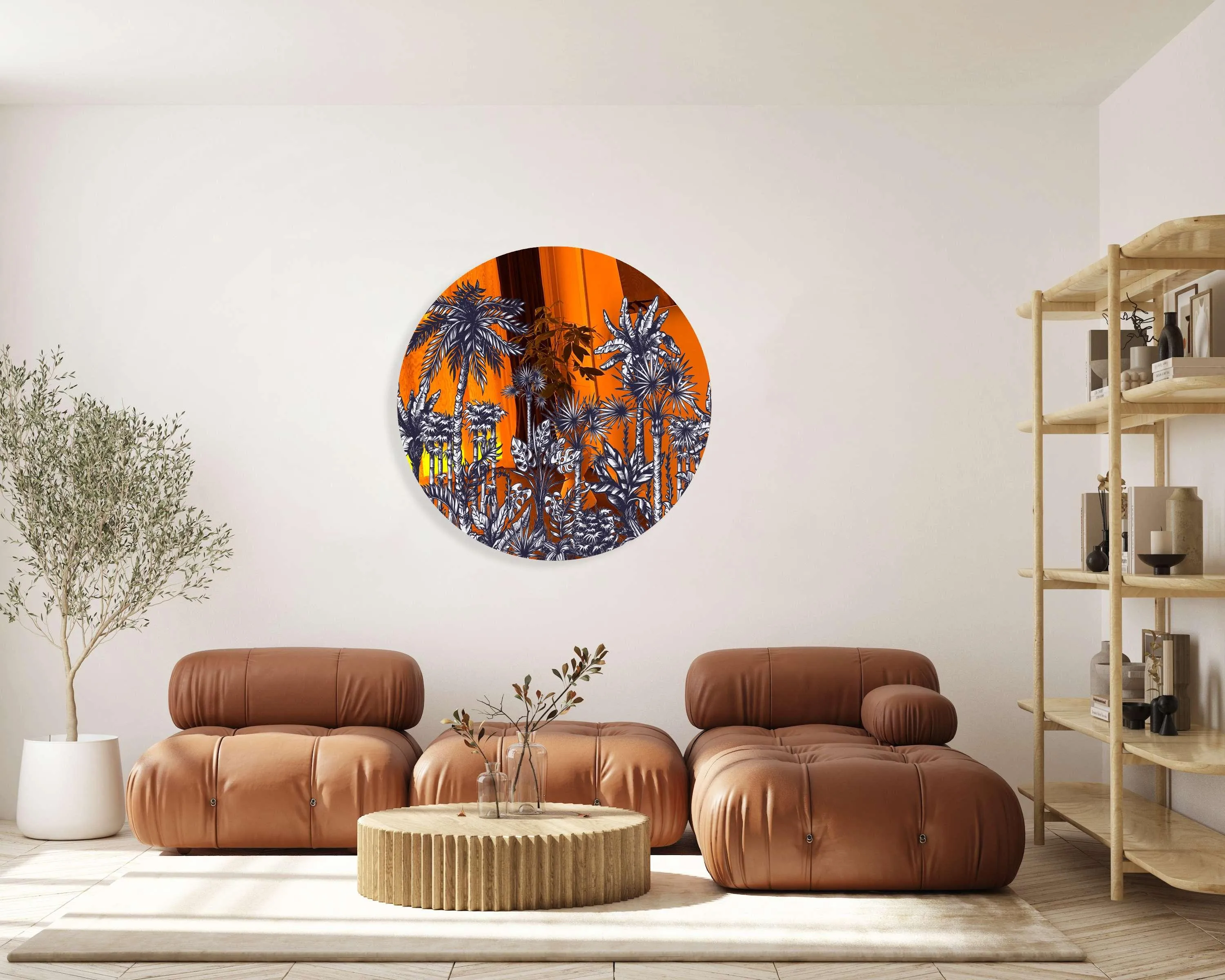 Palms Pattern Printed Mirror Acrylic Circles