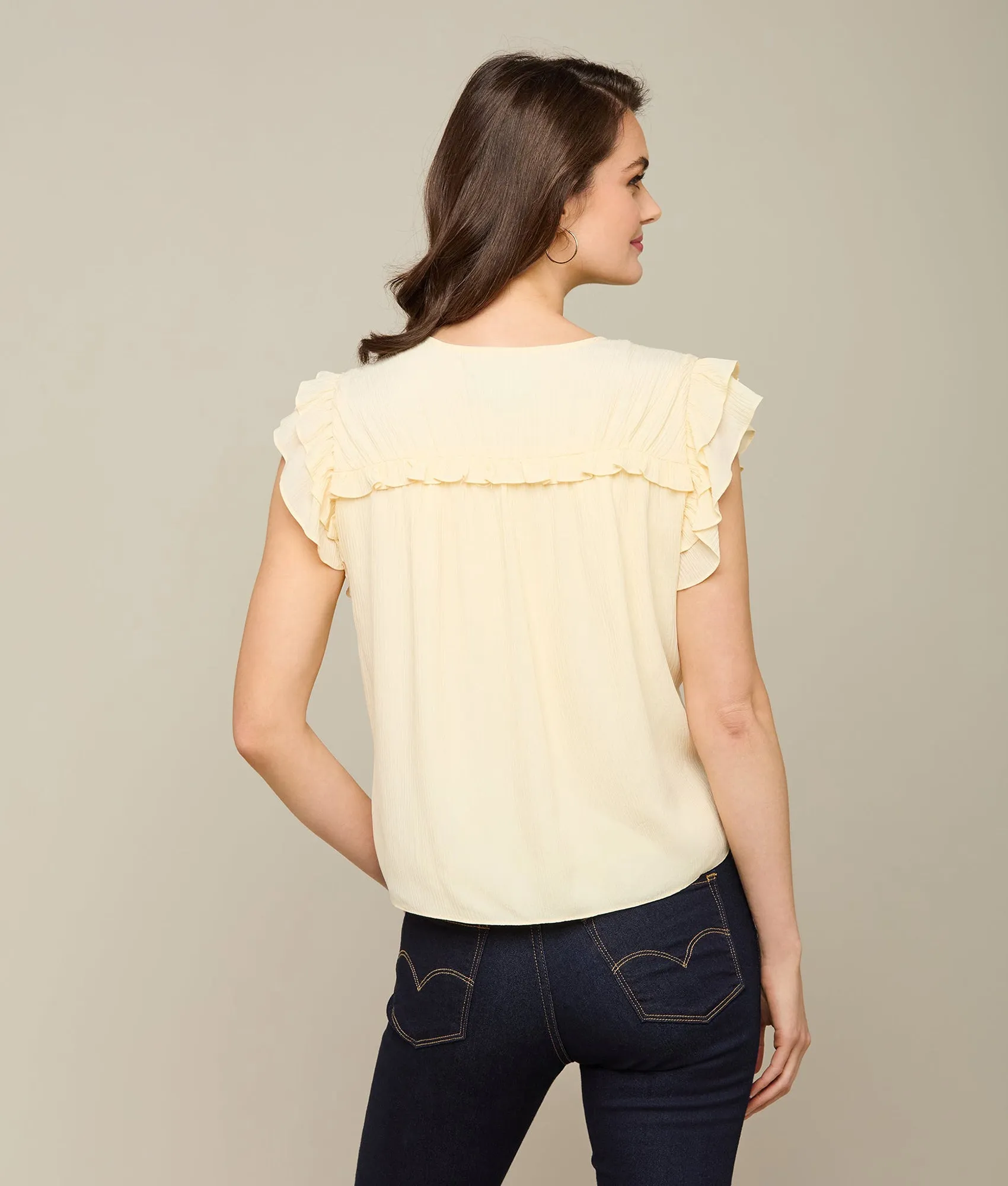 Phoebe Ruffle Blouse :: Light Tan