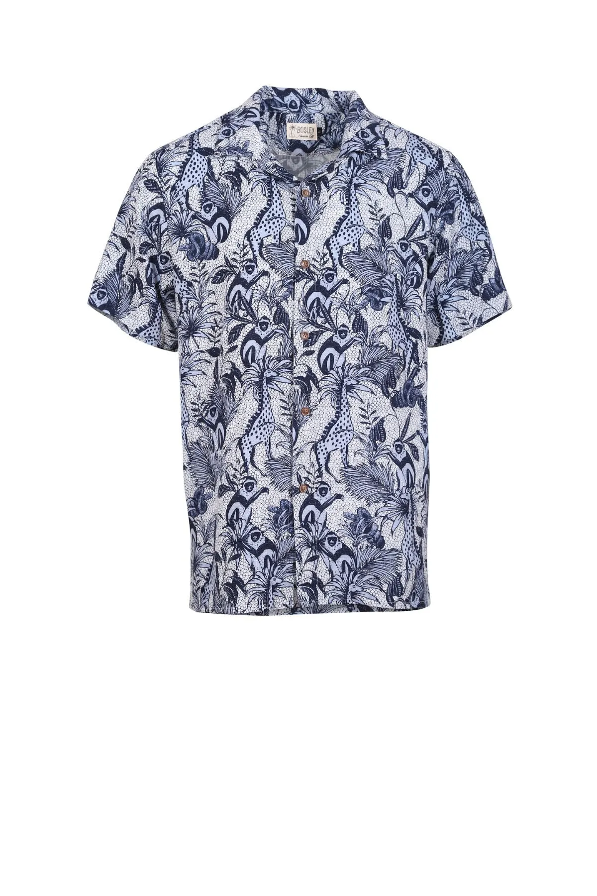 Savannah Slub Hawaiian Shirt Navy