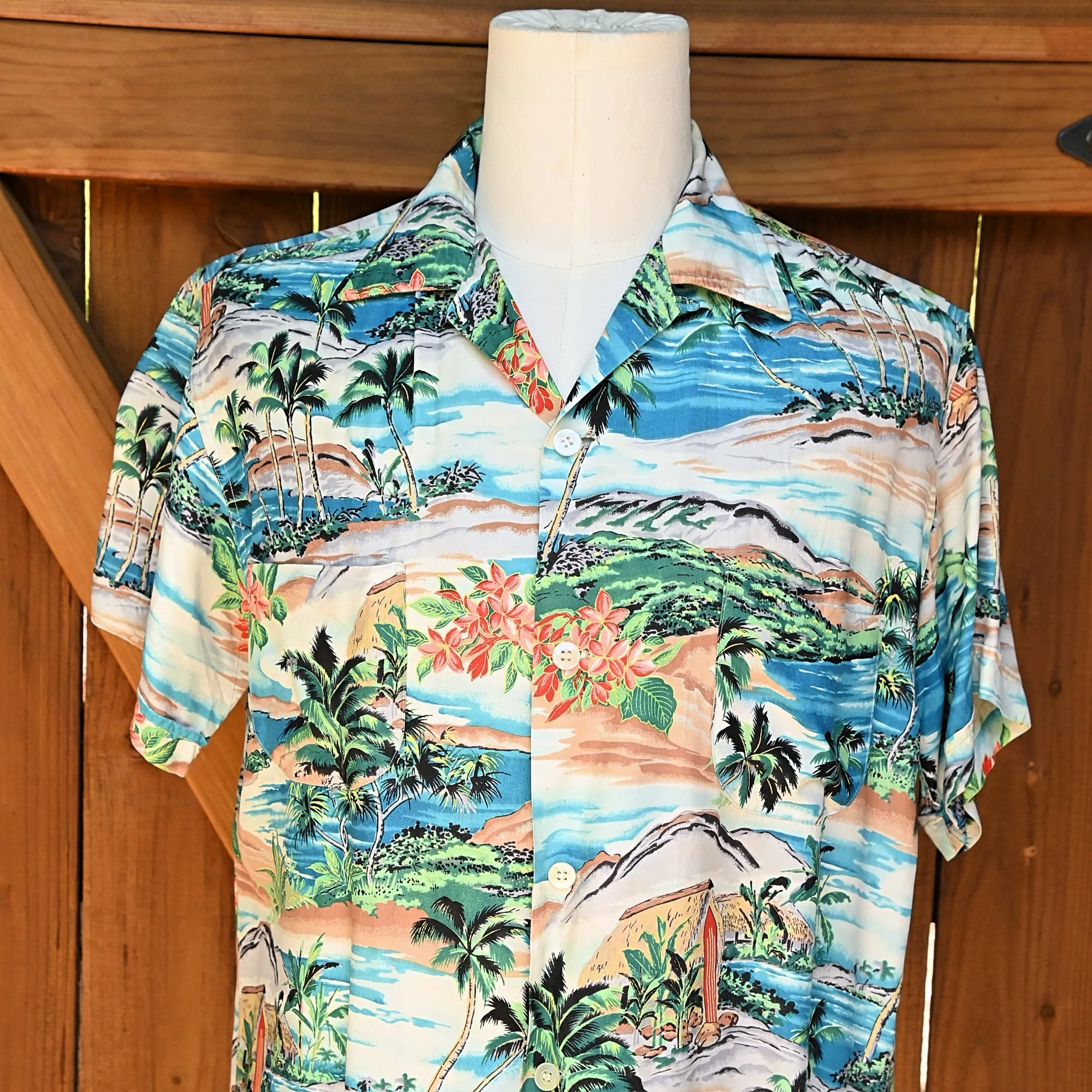 SOLD Vintage 50s Penny's Rayon Hawaiian Shirt Made in Japan  L