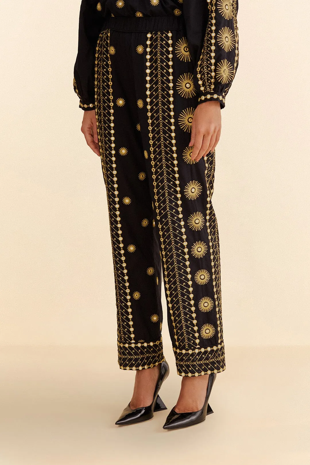 Sun Embroidered Pants