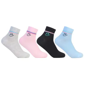 Women Smiley Printed Ankle Socks - Pack of 4